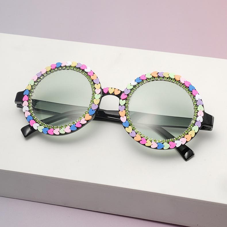 Candy Sprinkle Round Sunglasses Multicolor Decor Fashion Eyewear For Street Style And Photo Props KJ204