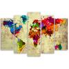 Pětidílný obraz na plátně Barevná mapa světa