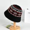 Women's Warm Fair Isle Style Wool Fisherman Bucket Hat - Retro, Large Fit, Autumn/Winter