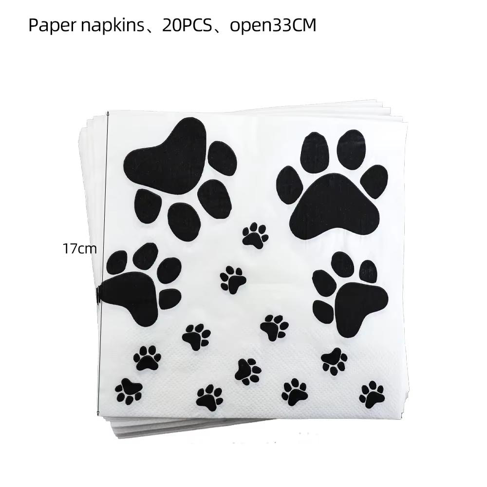 Black Puppy Paw Birthday Party Decor Cat Paw Party Supplies Tableware Cup Plates Balloons For Kids Favors Gifts Baby Shower