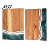 Stylish Kitchen Cutting Board Personalized with Ocean Resin Custom Charcuterie Engraved, Decorative Wood Wedding Gift, Unique for & Housewarming