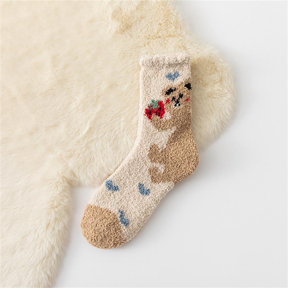 New Warm Winter Women's Cute Rabbit Panda Bear Plush Coral Fleece Socks Thick Sleeping Floor Bed Sokken Xmas Gift Dropship