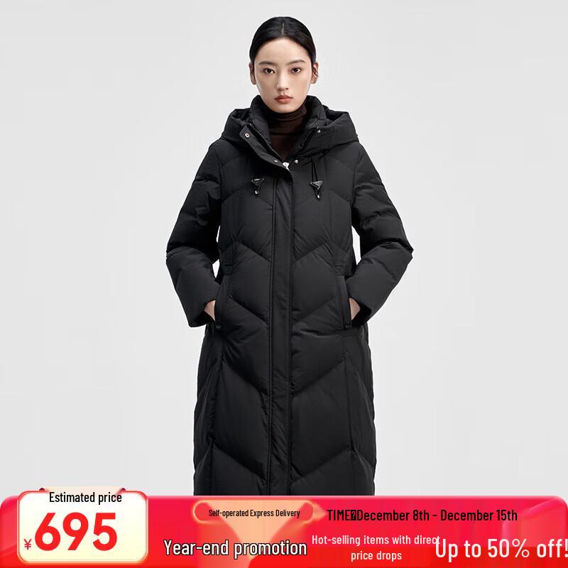 Qianrengang Women's Long Hooded Down Puffer Coat (Liu Tao Style) Y309187Y