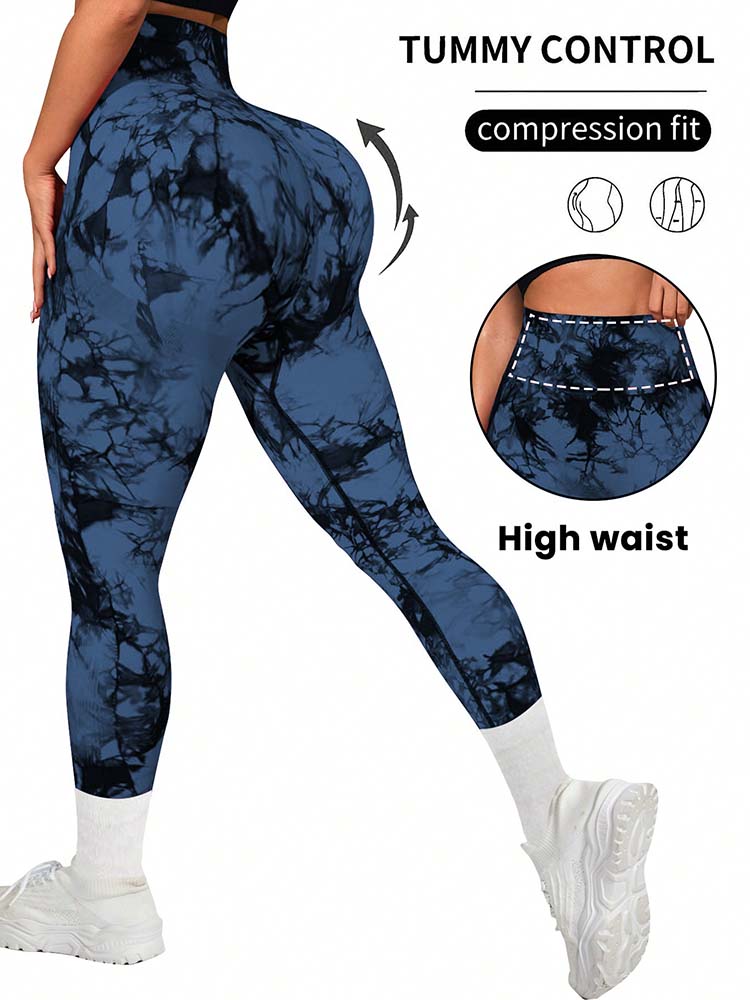 

Women s high waisted tie dye yoga pants - high elasticity tight fitting hip lifting design, fitness and sports tight pants. “S”、“M”、“L”、“XL”
