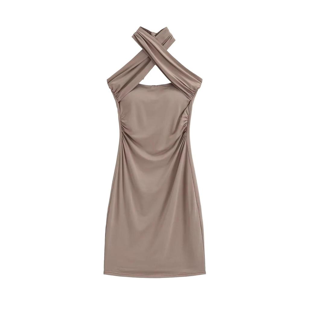 Scharfes Mädchen Träger-Rückenfreies Schlankmachendes Kurzes Kleid – Hochwertiges Taillenbetontes, Hüftbetontes Design für Damen
