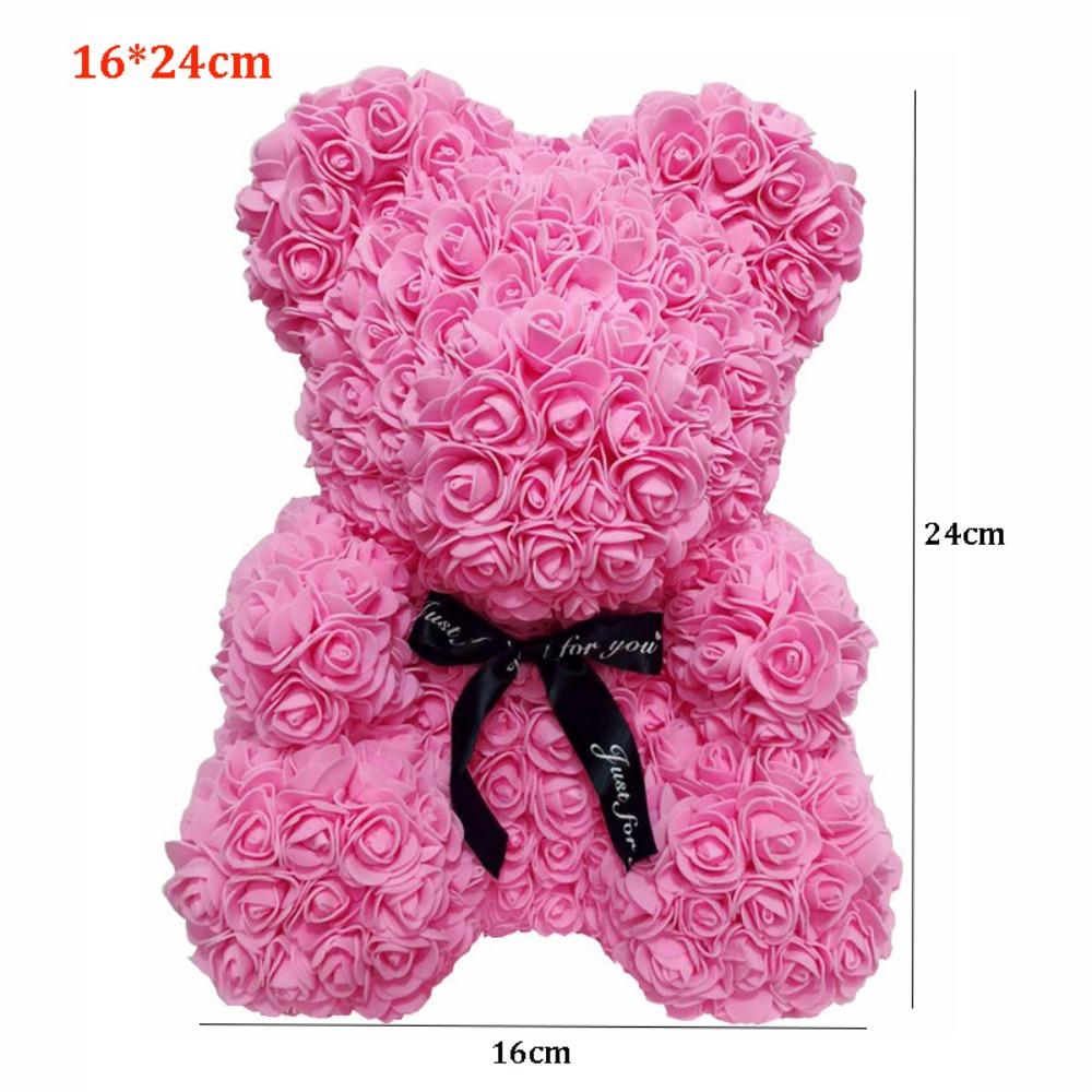 16*24cm Artificial Teddy Rose Multicolors Romantic Valentines Day Gift Girlfriend Women Anniversary Bear