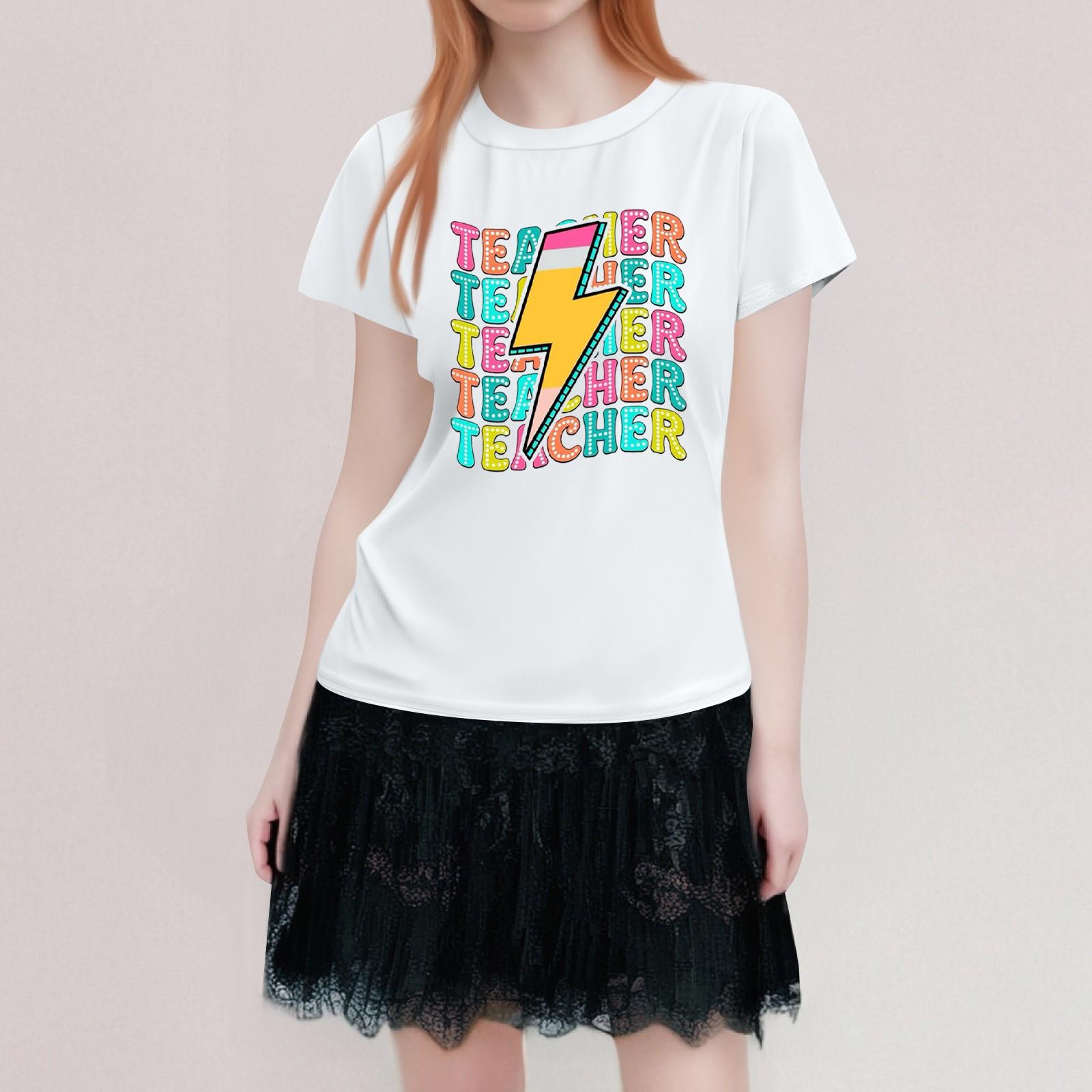 

Женская повседневная футболка с круглым вырезом и короткими рукавами с принтом XXXXL белый