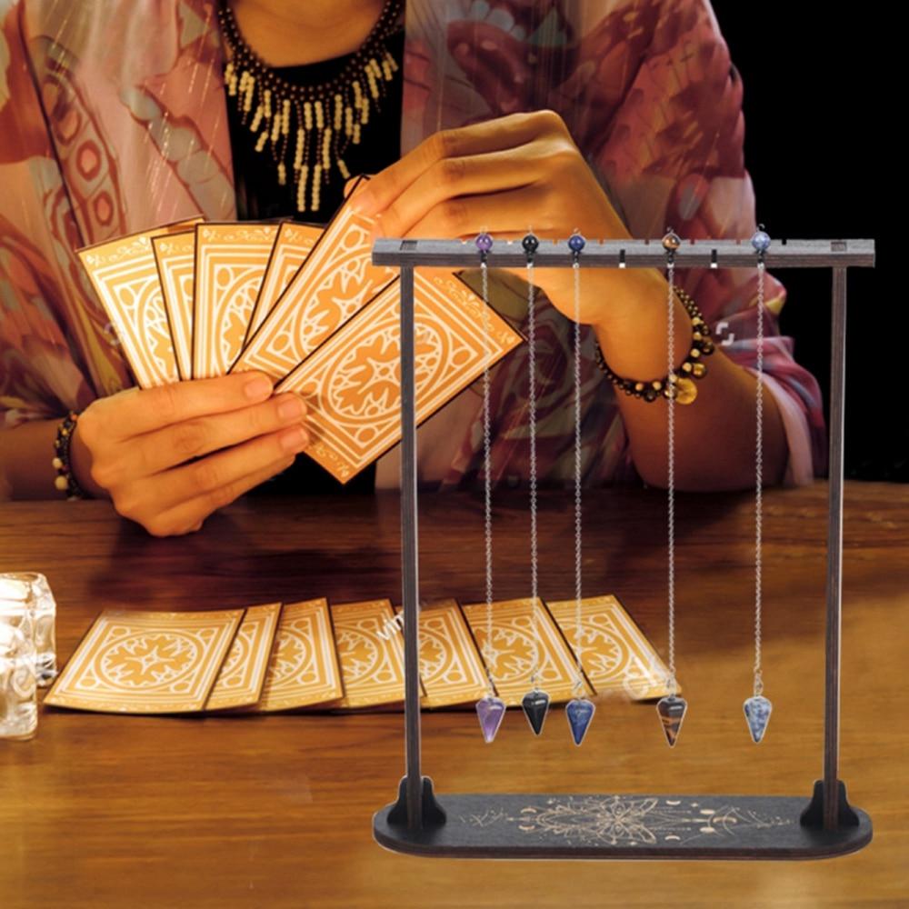 Wood Witch Rock Stone Stand Black Pendulum Crystal Display Holder Moon Phase Wiccan Supplies Incense Rack For Witchcraft Gift