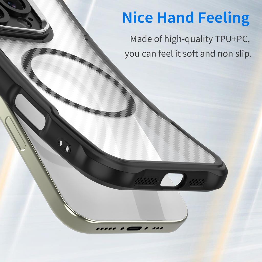Samsung Galaxy S23 Case, Magnetic Carbon Fiber Transparent Phone Case Cover for Samsung Galaxy S23