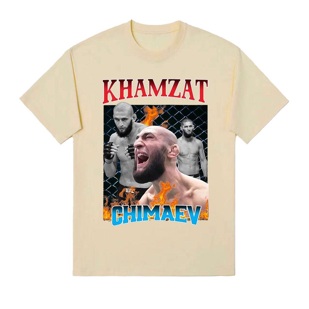 Khamzat Chimaev Retro Graphic T Shirt Unisexs Clothing Fashion Classic Gothic Tee Shirt Male Comfort Cotton Short Sleeve Tshirts