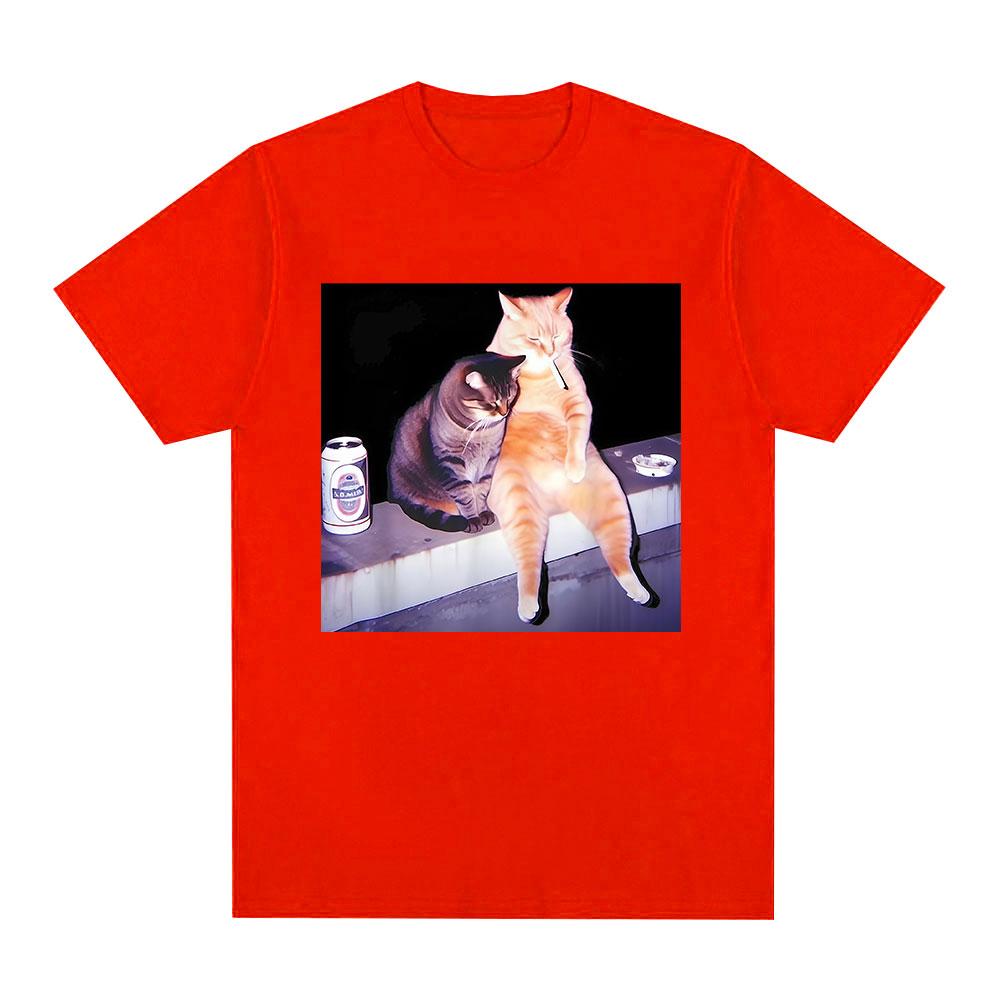 Cigarette Kitten Funny Smoking Cat Meme Graphic Tshirt Unisex Unisex Fashion Vintage Tshirts Loose Cotton Casual Tshirt Streetwear