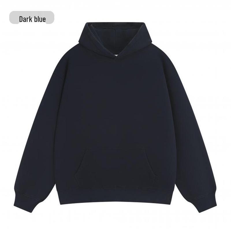500g Heavyweight Washed Cotton Retro Loose Hoodie with National Trend Print and Text Logo L