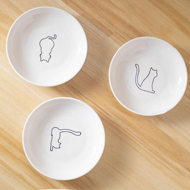 Ceramic Cat Plates With Silicone Anti Slip Pad Pet Cat Snack Bowl Cute Kitten Food Bowl Pet Kitten Water Bowl Pet Supplies