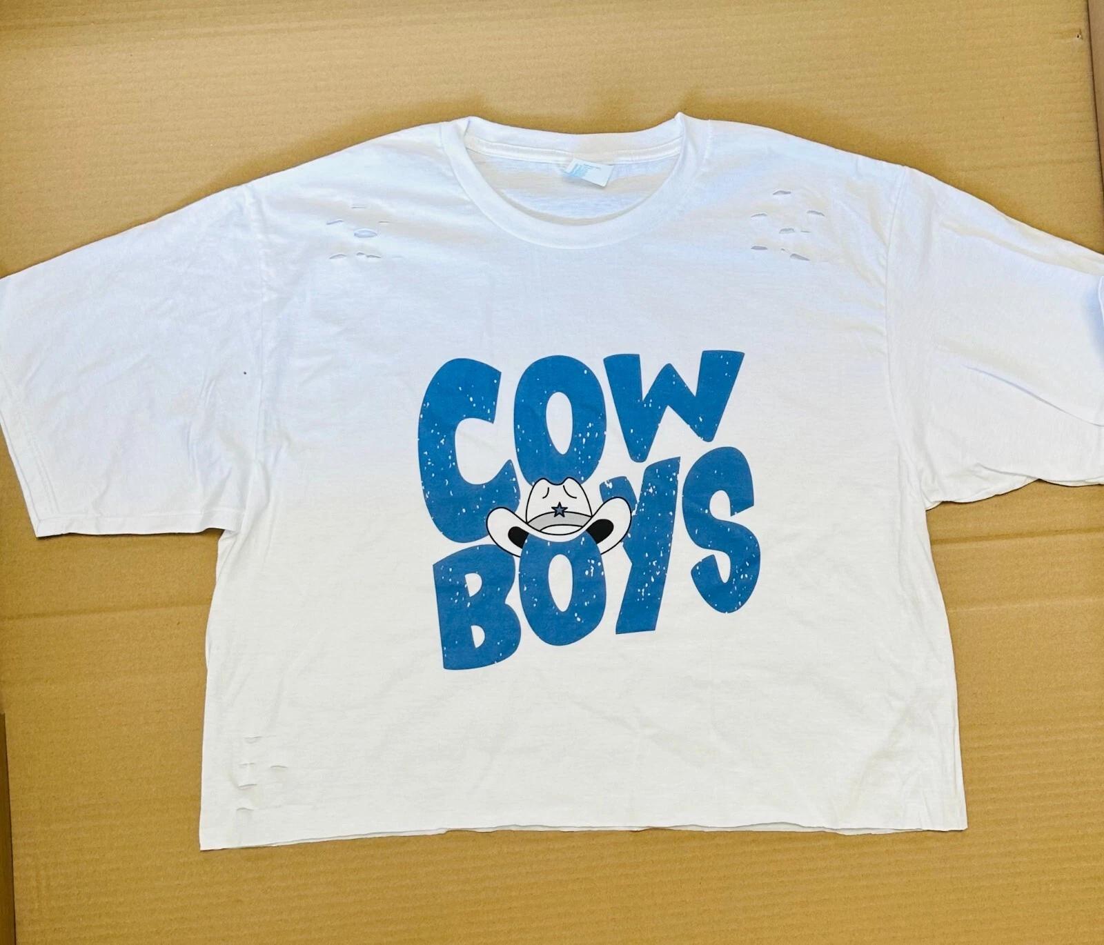 Cowboys cropped top shirt distressed XL