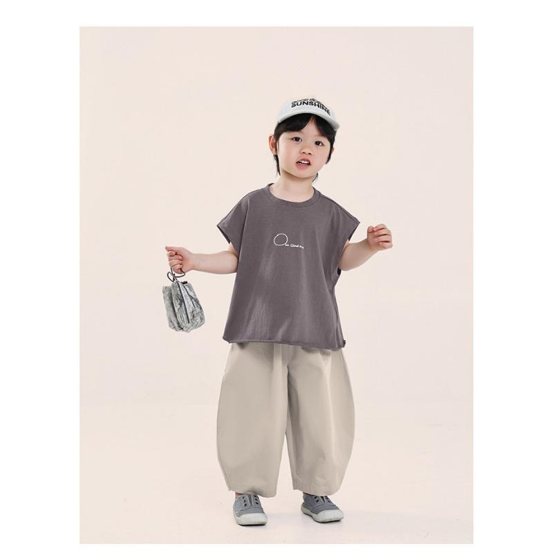 Boys Kids 100 Cotton Casual Summer Nine Point Trousers Children Daily Pants
