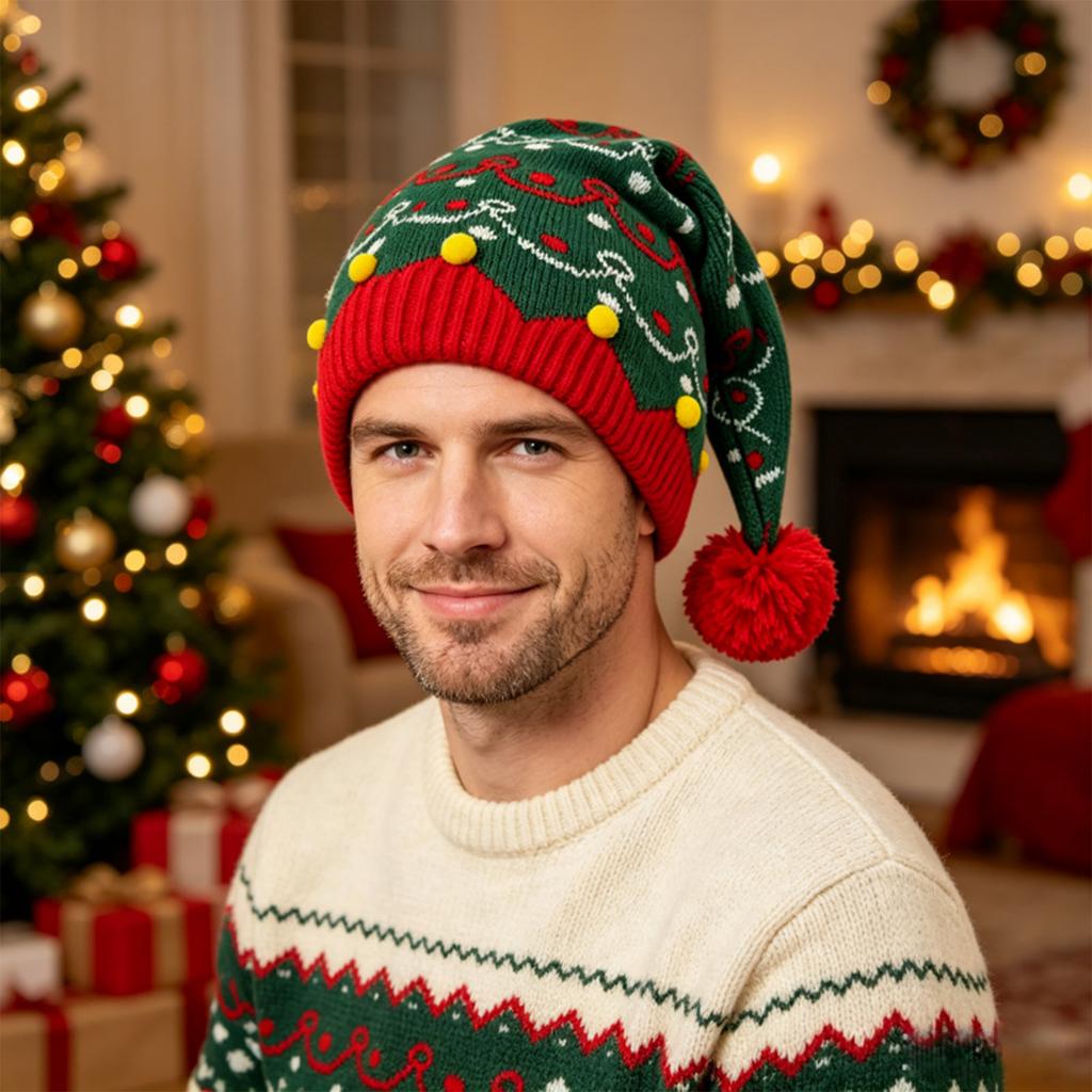 Unisex Christmas Hat for Men and Women, Warm Winter Santa Hat for Holiday Party