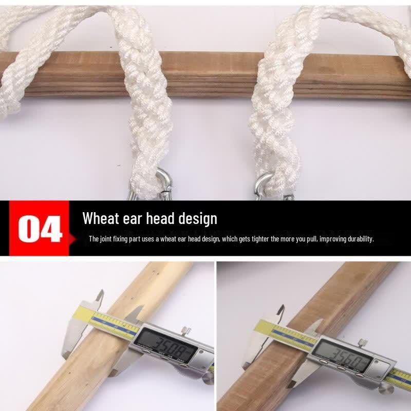 12M Solid Wood Rope Ladder with Double Hooks