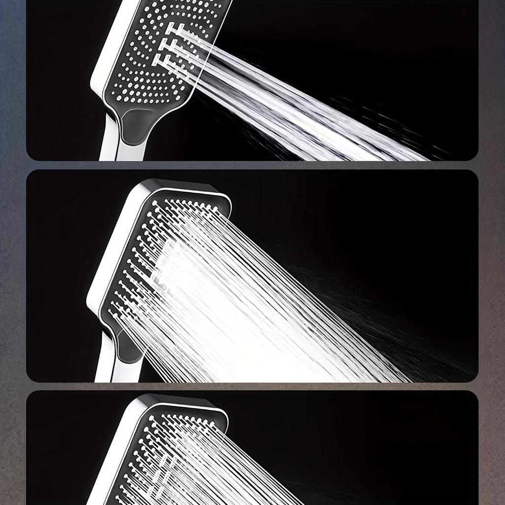 Supercharged Square Button Adjustable Shower Head - Silvery Thick Water Outlet One-hand Spray - Household Water Heater Bath