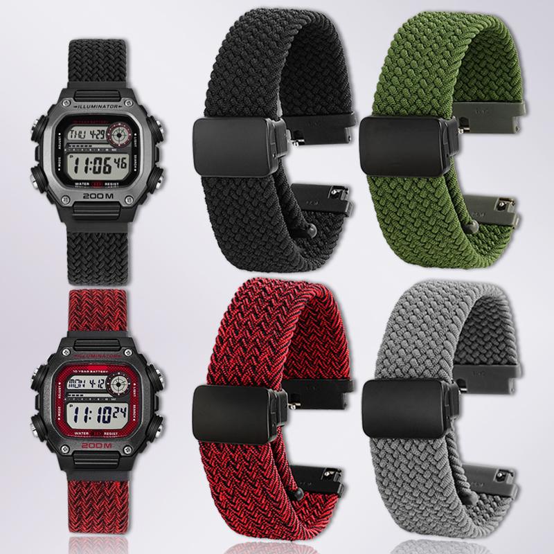 18mm Quick-release Strap For Casio DW-291H/DW-290 W-218H/W-219H Knitted Nylon Canvas Watch Band Men's Magnetic Clasp Wrist Band