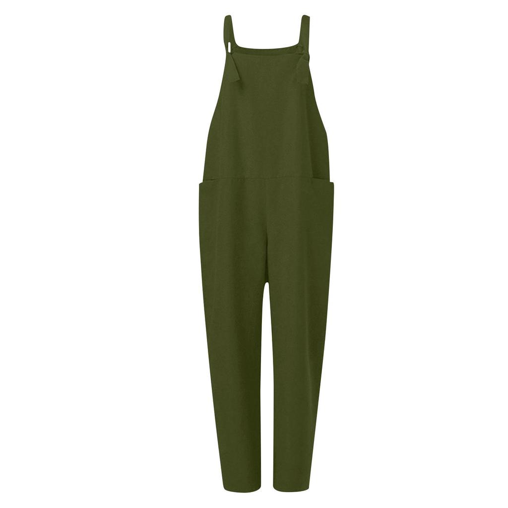Women's Solid Color Suspenders Casual Pants - 9626#