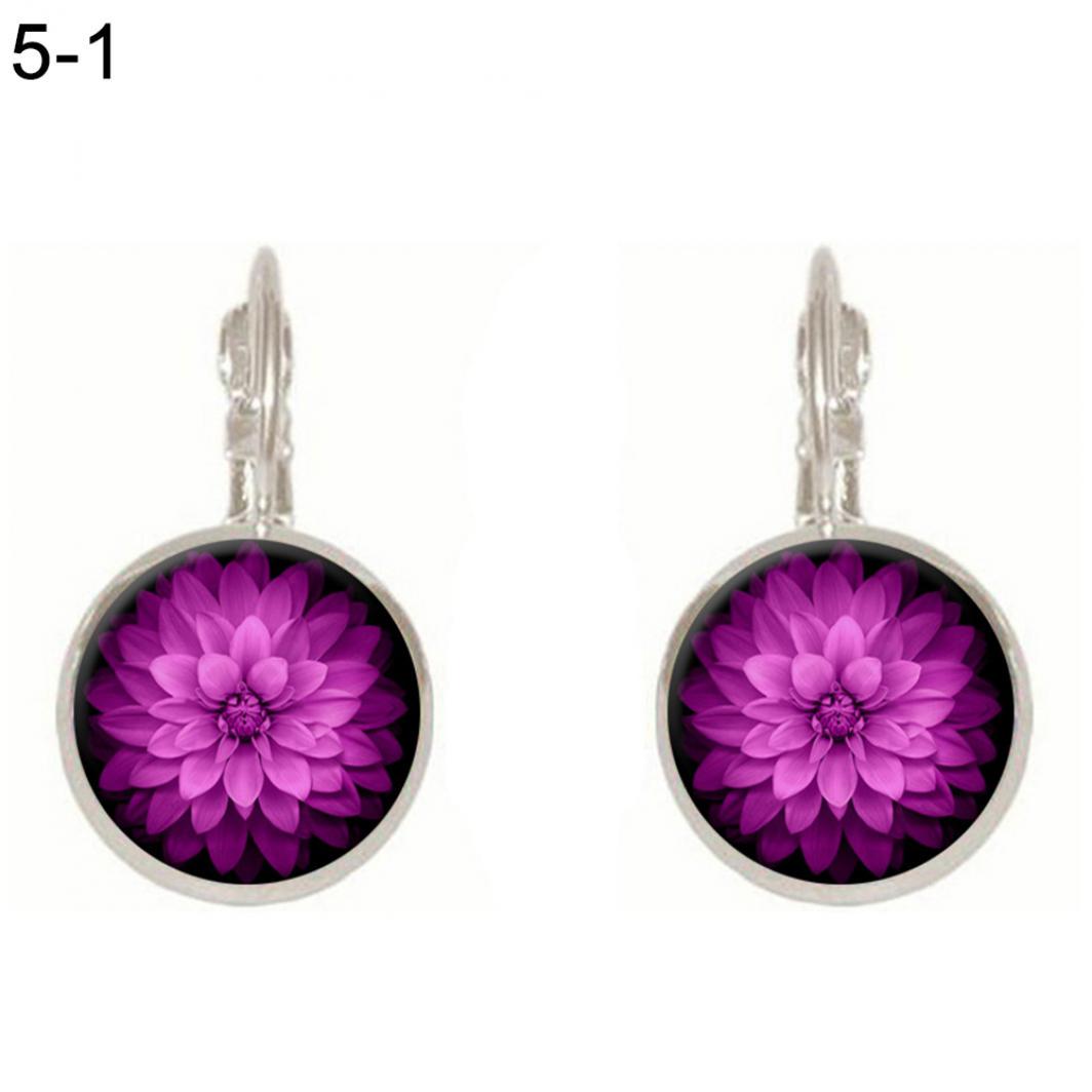 

Винтажные серьги с цветком лотоса и мандалой из стекла кабошон с застежкой-молнией женские ювелирные изделия ADM 5