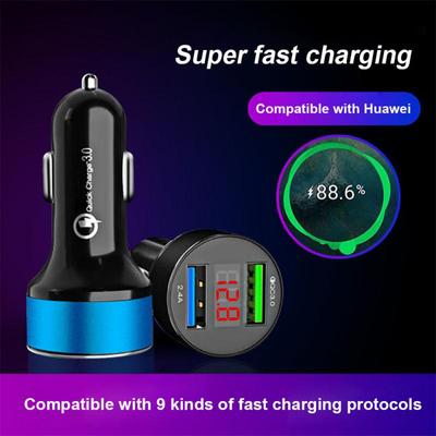 1/3 ADET Araba Çakmak Çift USB Telefon Şarj Cihazı 12V-24V LED Ekran QC3.0 Hızlı Şarj Alüminyum Alaşım Akıllı Telefon Oto