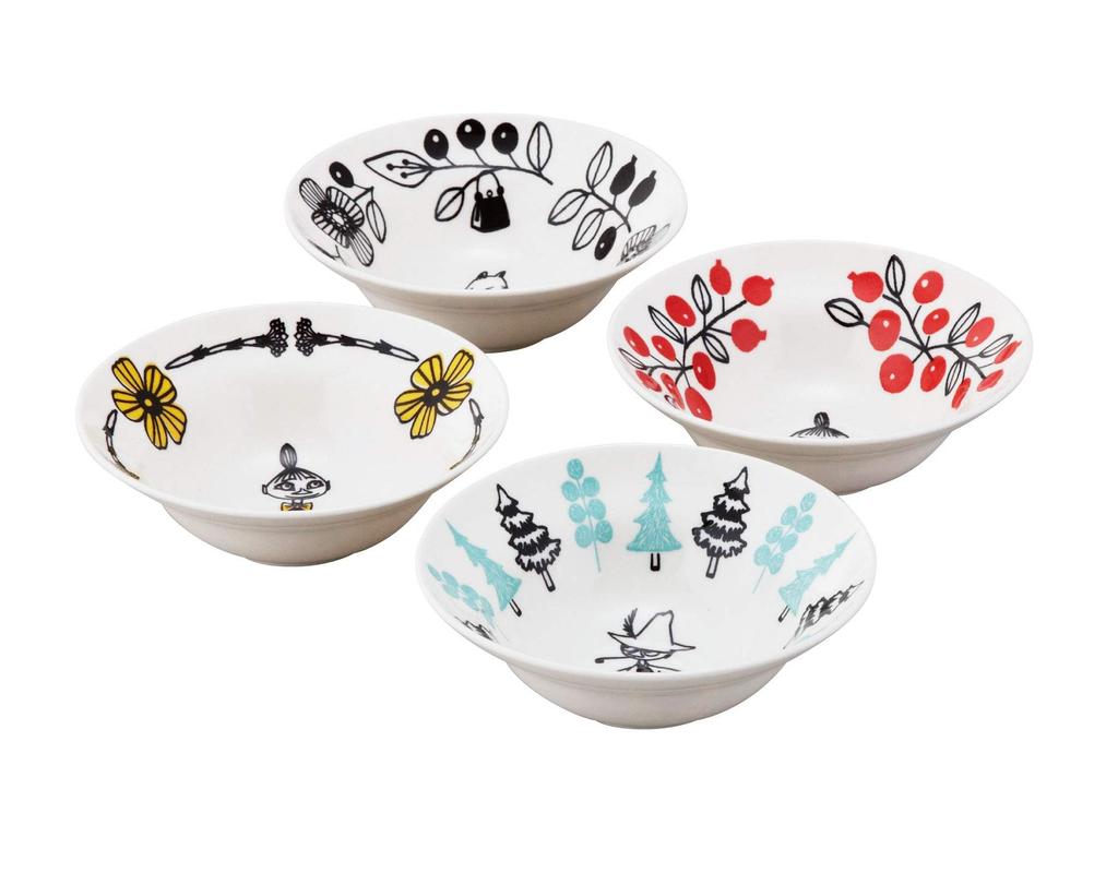 Yamaka Shoten MOOMIN Bowls and Set of Microwave and Dishwasher Moomin Nordic Day Wedding Made in "Moomin Valley" Plates, 4, Safe, Merchandise, Style,