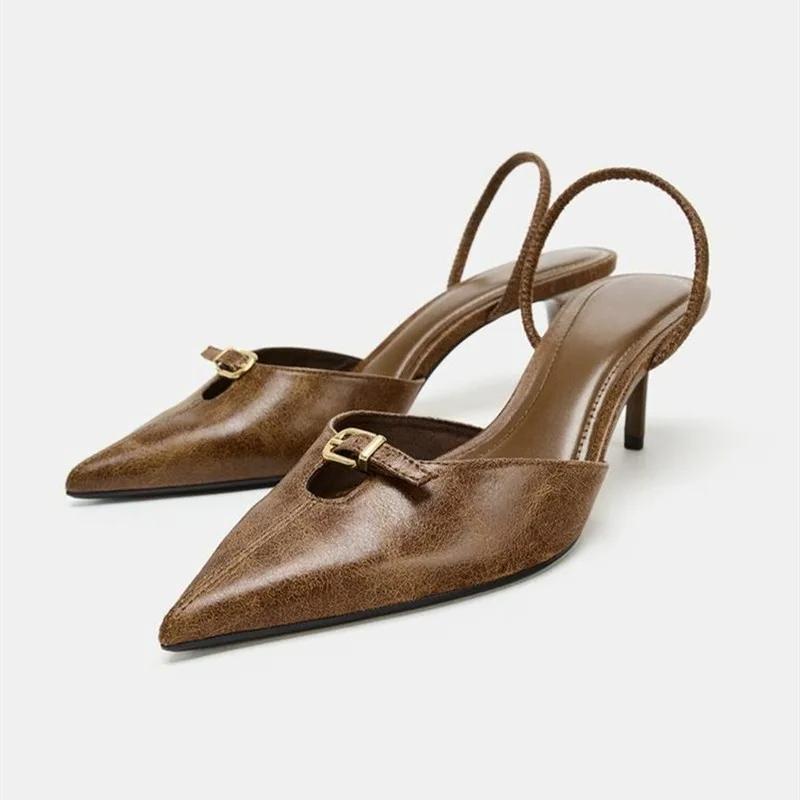 Retro Brown High Heels Women Fashion