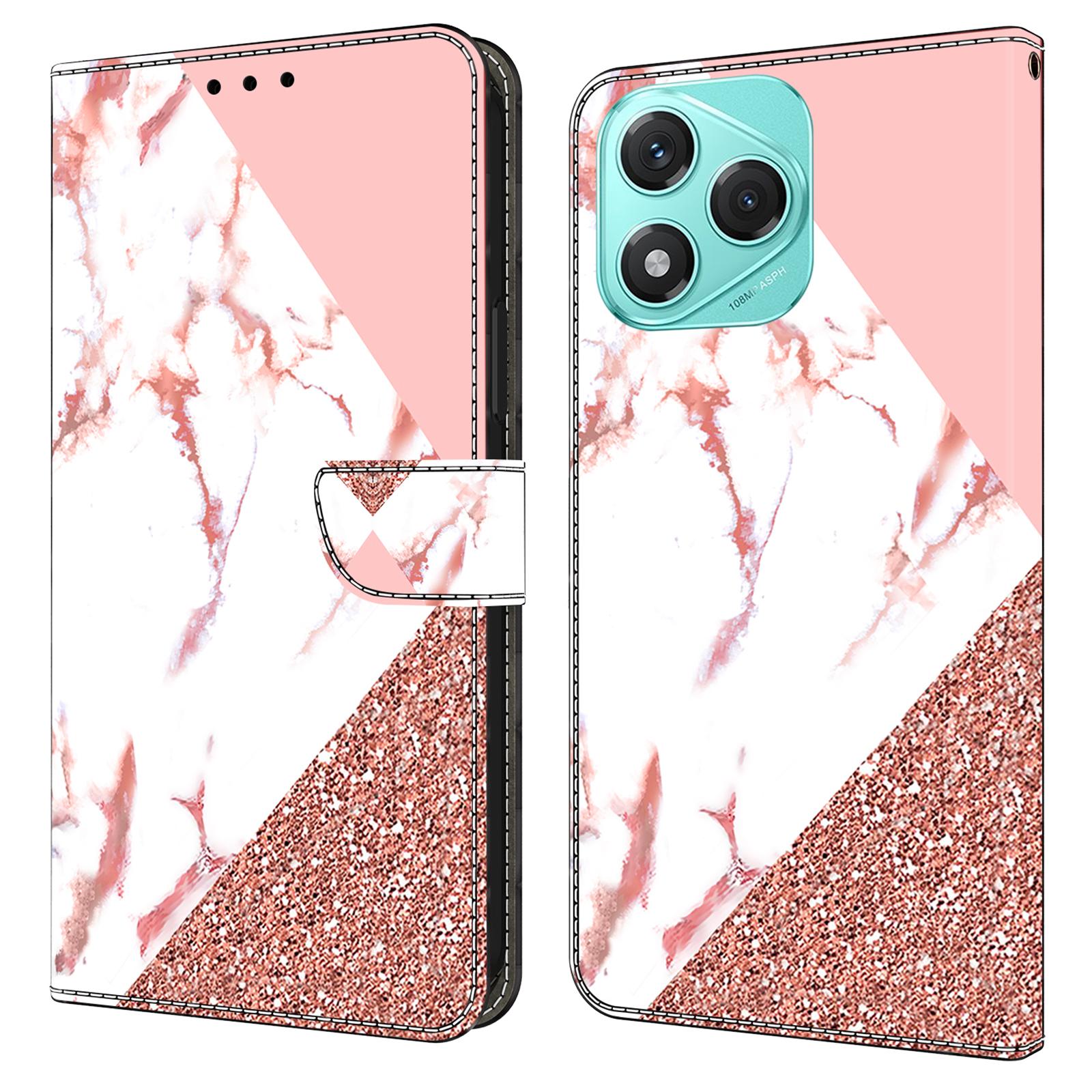 

For Honor 400 Lite 5G Wallet Case Pattern Printing Stand Leather Flip Phone Cover Triangular Marble