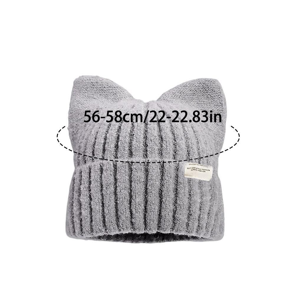 Women's Winter Cute Cat Ears Hat Pullover Knitted Hats Cute Casual Beanie Hat Street Simple Warm Ear Protection Hats For Women