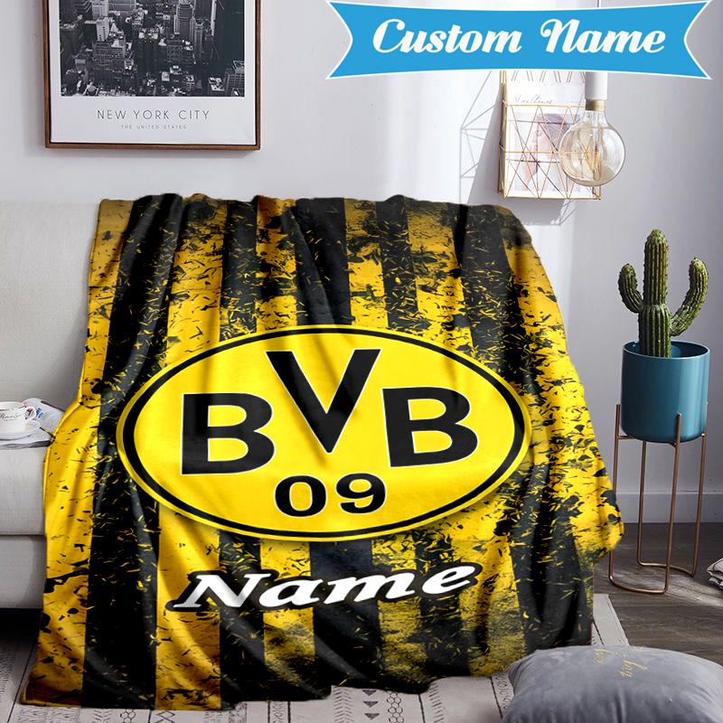 Custom Name BVB Fan Gear Blanket Lightweight Ideal Bedding Blanket Perfect for Travel, Camping, Living Rooms, Sofas, Christmas gift