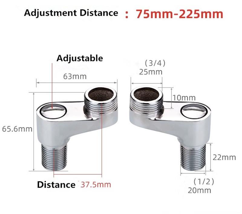 Adjustable Adapter Bathroom faucet shower replace part Solid Brass Wall Mounted Width Replacement Angle Valve Accessories