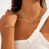 European & American Woven Mesh Stainless Steel Necklace & Bracelet Set – Simple Hollow-out Design