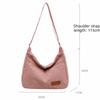 New Large Capacity Corduroy Tote Bag Multi-pocket Adjustable Strap Shoulder Bag Solid Color Crossbody Bag Travel Use
