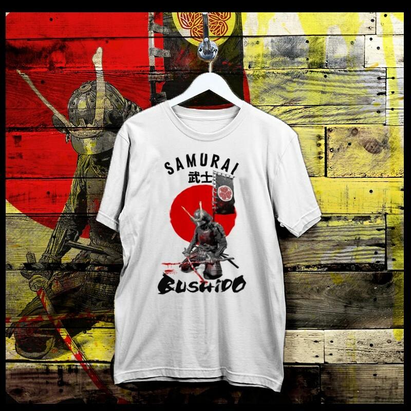 

Bloody Samurai t-shirt Japanese Ronin with Katana Kanji Bushido White T-Shirt XL 4XL