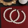Party Big Circle Fashion Elegant Round Shape Pearl Hoop Earrings Drop Dangle Ear Stud