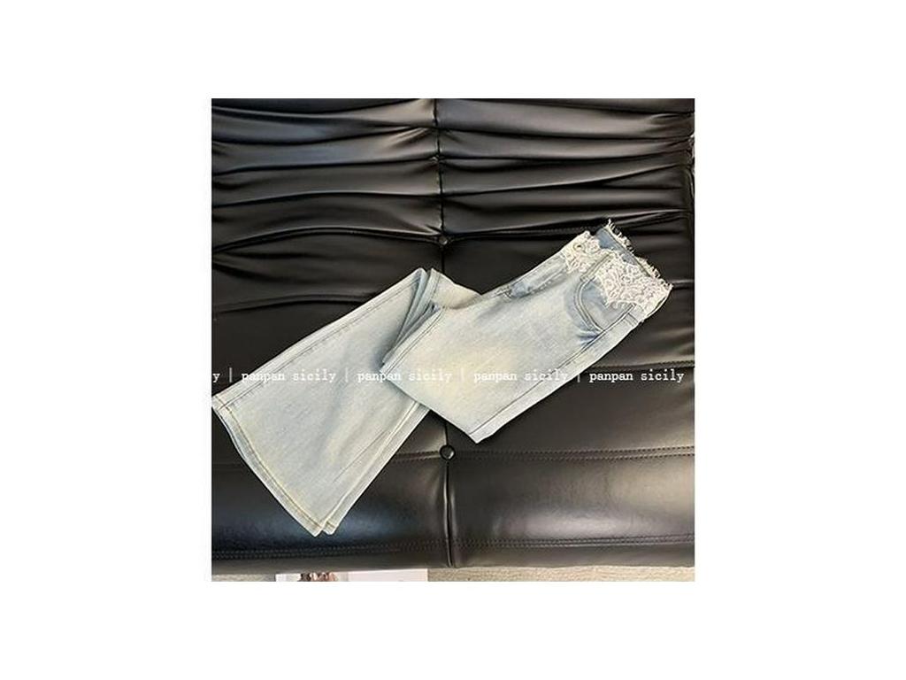 Dambyxor med strass, slimmande, hög midja, utsvängda ben - Extralånga, stretchiga, sommar 2025