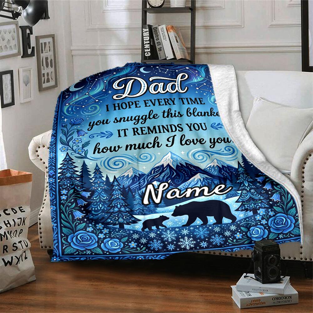 Warm Memories Of Father'S Day Themed Blanket Personalized Name Soft Warm And Versatile For Sofa Bed Office And Travel Machine Washable Comfortable In
