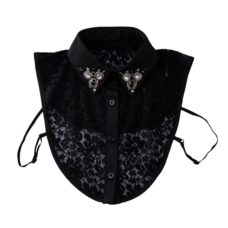 

Fashion Embellished False Collar With Intricate Beading And Lace Design Comfortable Lightweight For Daily Outfits чорний
