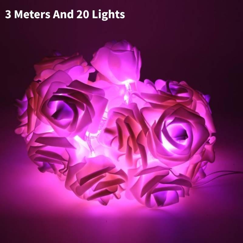 Romantische LED Rosen Lichterkette Warmweiß Batteriebetrieben Deko für Hochzeiten und Heiratsanträge