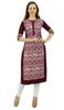 Phagun Women's Designer Straight Black Kurta 3 4 Sleeve Printed Casual