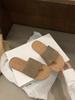 Soft leather version~ retro one-word slippers for women to wear 2025 summer new Mori casual niche flat toe drag