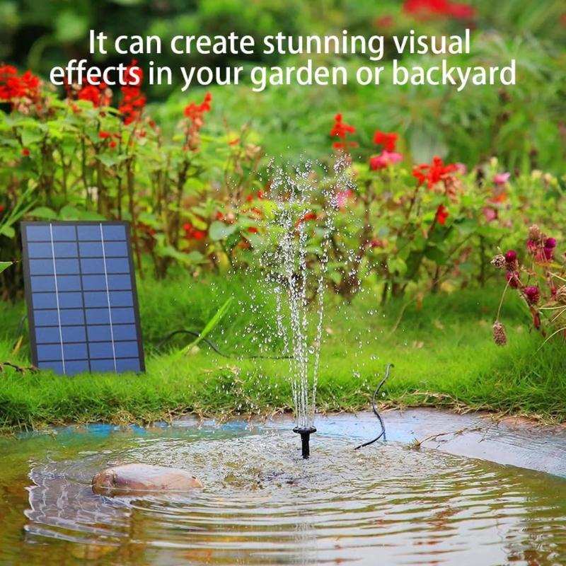 7V 1.5W Solar Powered Fountain Pumps Set With 8 Sprayed Head Fit for Garden Pond Bird Bath Decoration Water Circulation