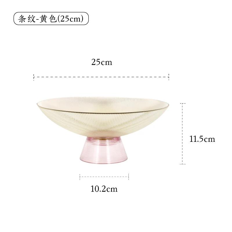 Transparent Glass Fruit Plate Round Shape Tall Feet Glass Bowl Fruit Salad Bowl Snack Tray Dish Dessert Plate Decorative Plates