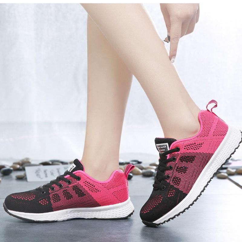 Light Women's Casual Sports Shoes Breathable Running Shoes Knitted Mesh Leisure Sneakers Walking Shoes