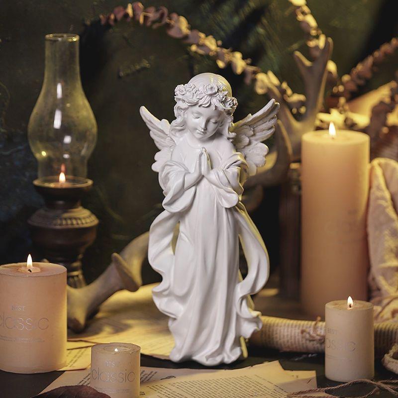 Nordic Creative Resin Angel Figurine, Modern Angel Sculpture Decorative Desktop Ornament