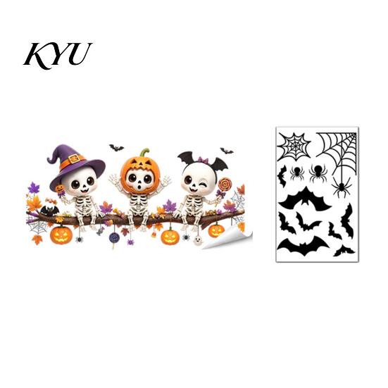 Halloween Window Decals Ghost Glass Sticker, Cartoon Static Cling for Sticker Parties, Waterproof Decoration Decal Home Office Decorative Film