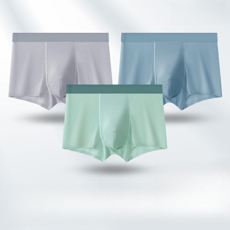 3pcs Men's Ice Silk Seamless Underwear Men's Ice Silk Summer Men's Boxer Shorts Mesh Breathable Boxer Brief