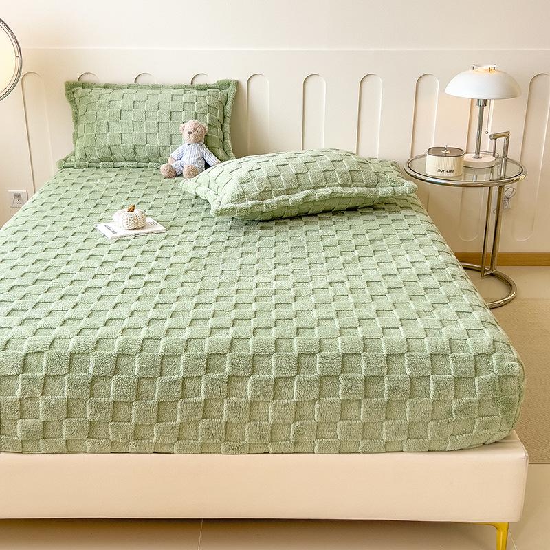 2026 Autumn/Winter Tafu Velvet Bed Sheet Warm and Soft Bed Sheet Furry Mattress Cover Solid Color Thickened Mattress Protective Cover