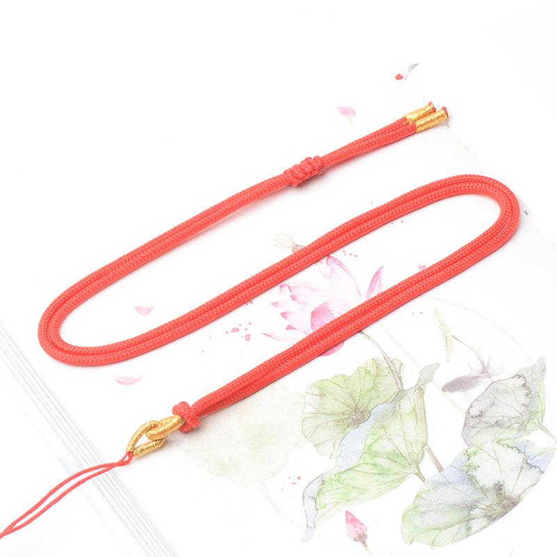 Gold Thread Jade Pendant Necklace: Simple Fashion Round Rope Design красный